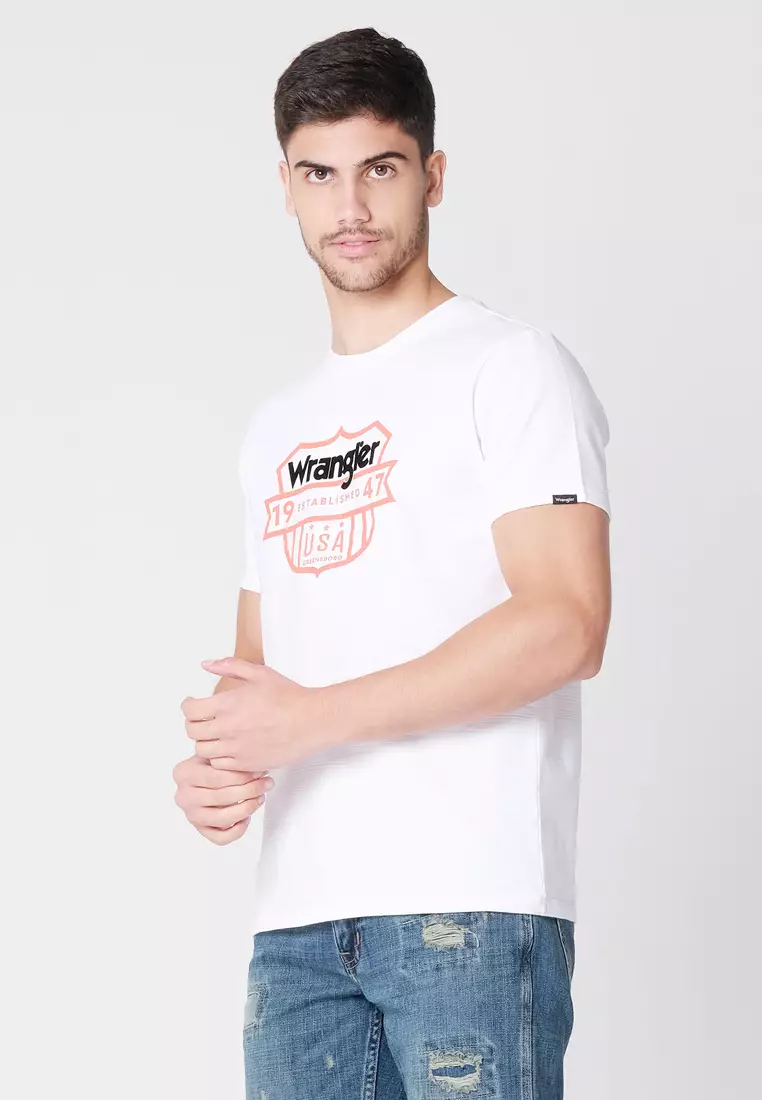 Graphic Logo T-Shirt for Men in White Color
