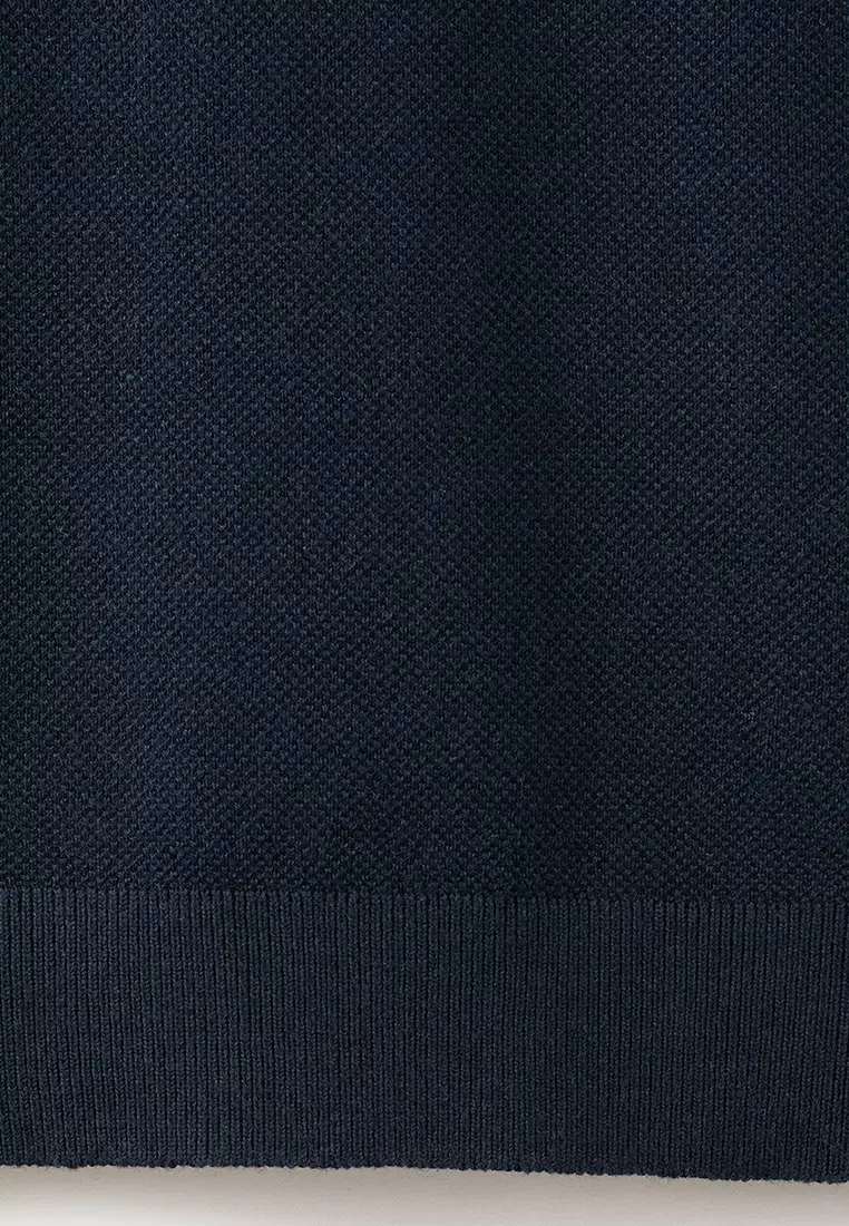 Fine Knit Polo Shirt With Microstructure