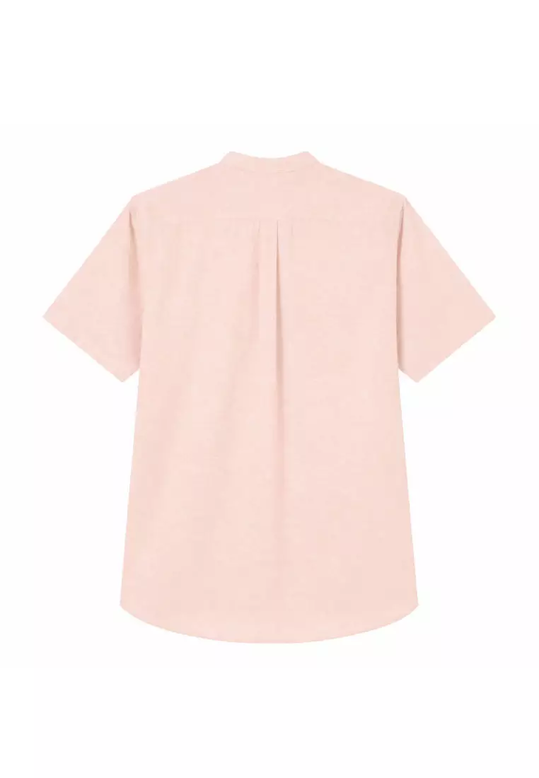Men's Linen Cotton Slim Short Sleeve Shirt 01046214