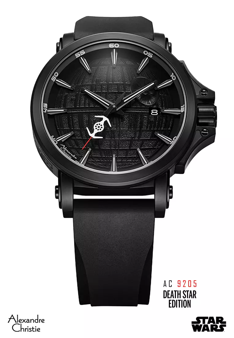 Alexandre Christie Star Wars Death Star Limited Edition Gift Set Automatic Men Black & White Dial Black Stainless Steel Premium Rubber 45mm - AC9205MARDS1