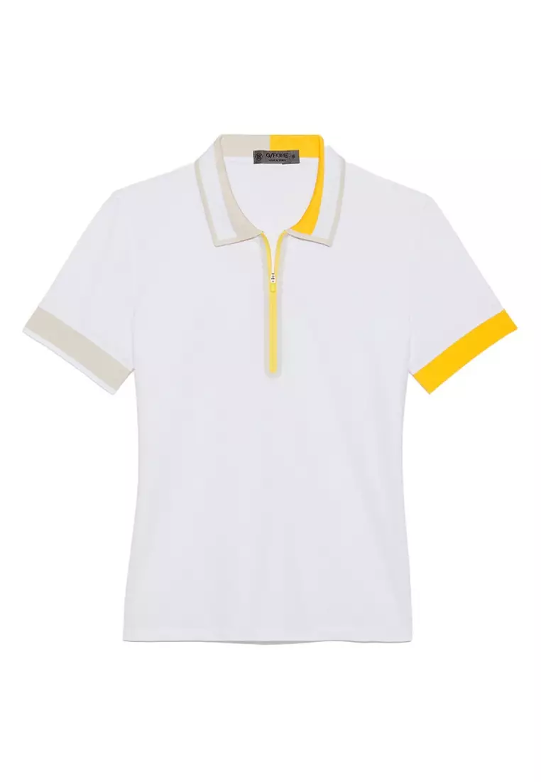 G/FORE Women’s Contrast Collar Tech Piqué Quarter Zip Polo