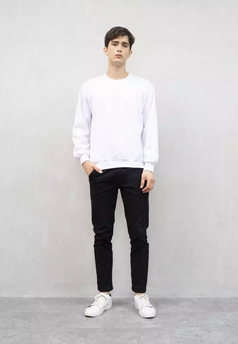 sweater basic lengan panjang baju sweater tebal putih