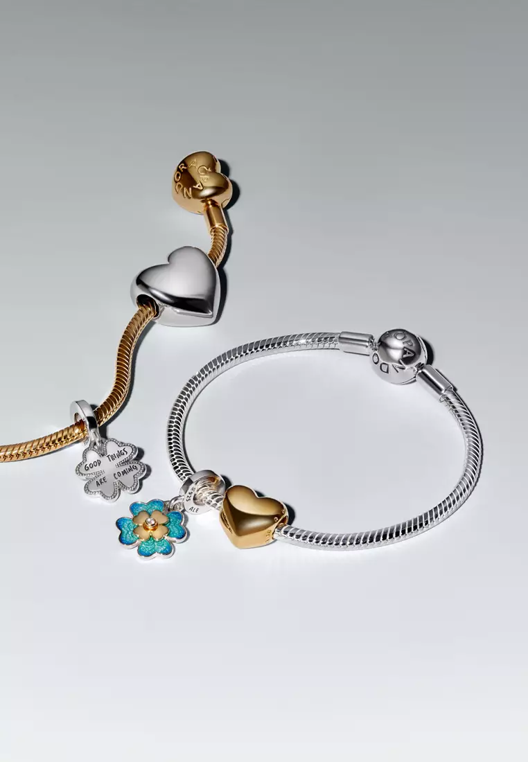 Pandora Club 14K Gold Plated Spinnable Four Leaf Clover Lab-Grown Diamond Dangle Charm