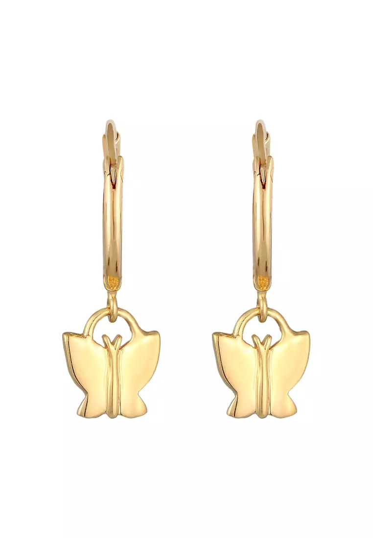 Anting Perhiasan Perak 925 Anak Creoles Butterfly Pendant Gold Plated