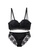 ZITIQUE black Women's Japanese Style Cute Lace Floral Pattern Lingerie Set (Bra and Underwear) - Black ECB90US16622F4GS_1