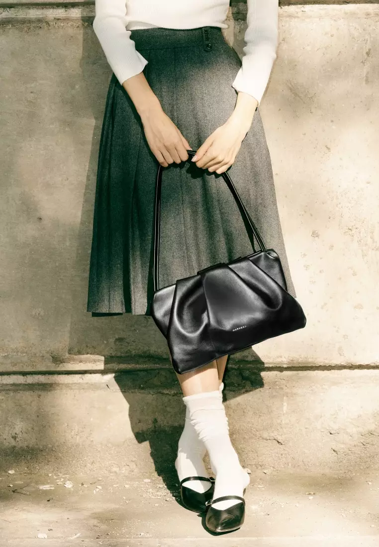 SABRINA Vegan Leather Shoulder Bag Black