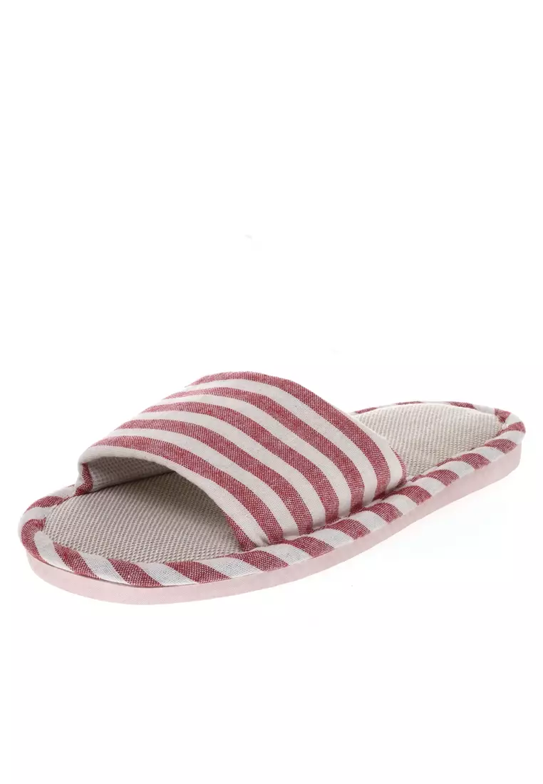 Asher Sandal Selop Wanita Comfy Kain Indoor Size 36/37 Material Linen ORIGINAL - Red