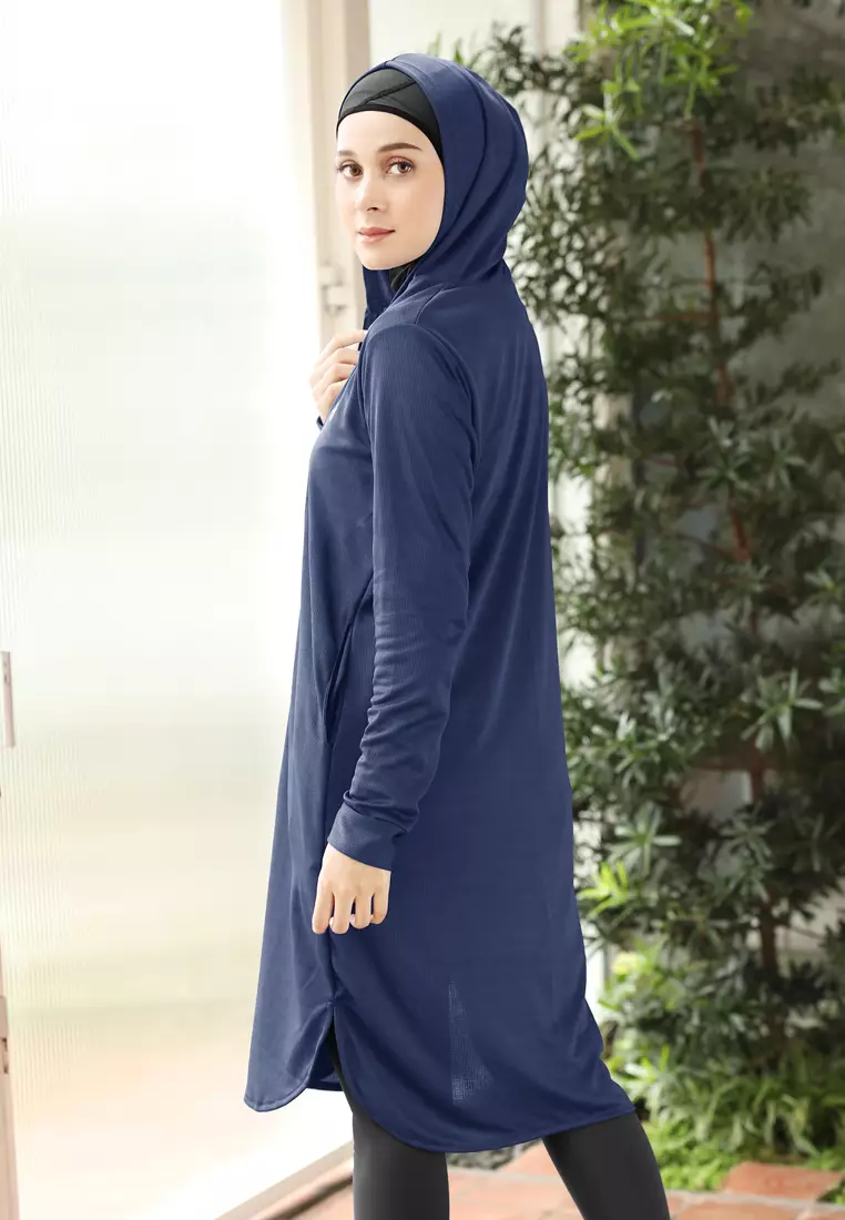 Zelena - Elle Tracksuit Hoodie Sport | Tunic Olahraga Lari Bersepeda - Navy