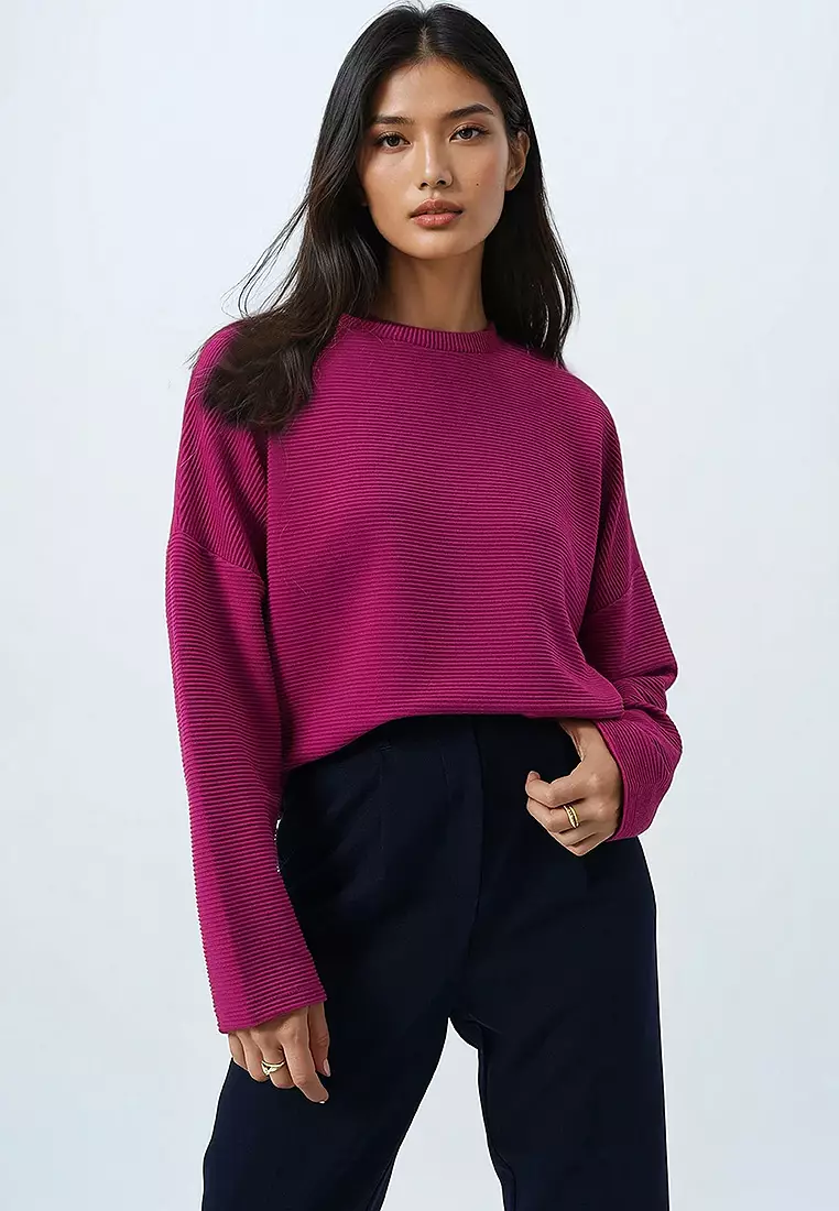 Crew Neck Batwing Sleeves Sweatshirt