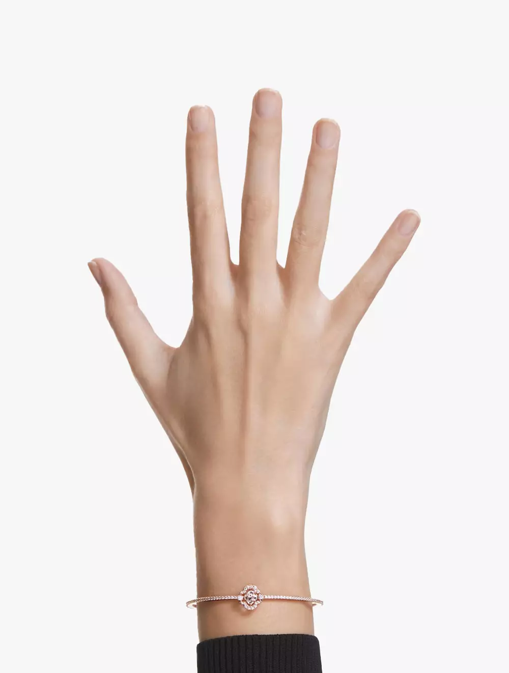 Sparkling Dance Bangle, White, Rose Gold-Tone Plated - M - White