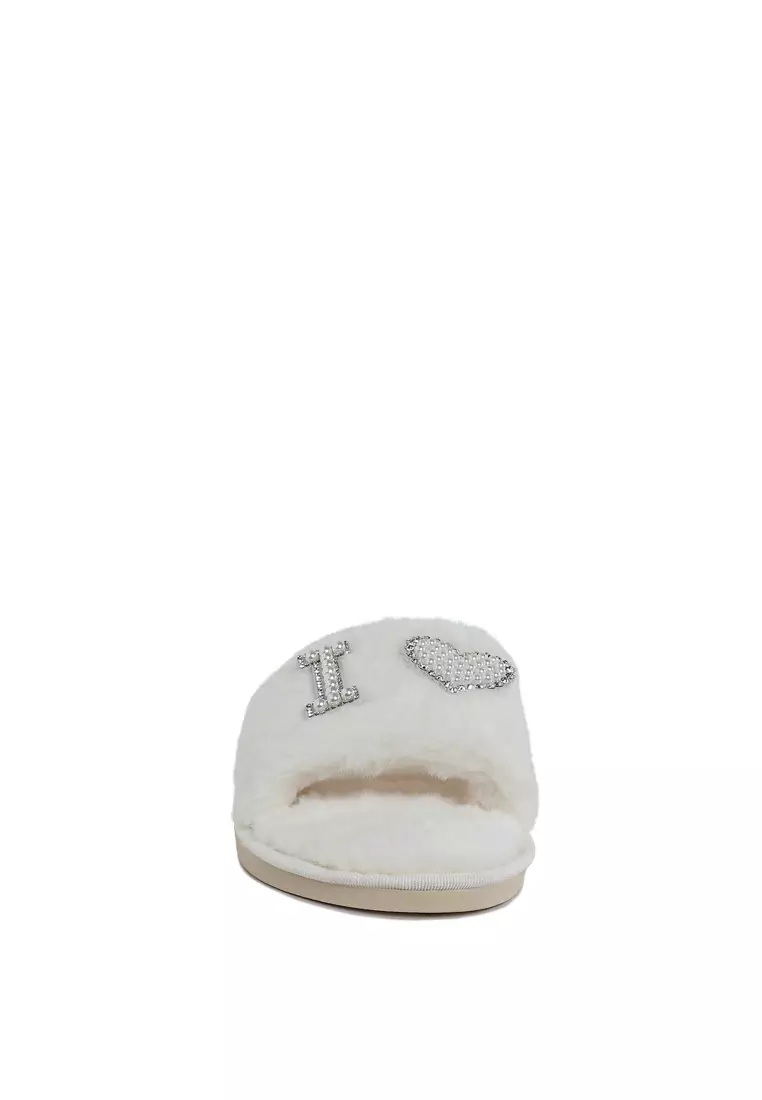 Buy London Rag Fur Sliders in Beige Online | ZALORA Malaysia