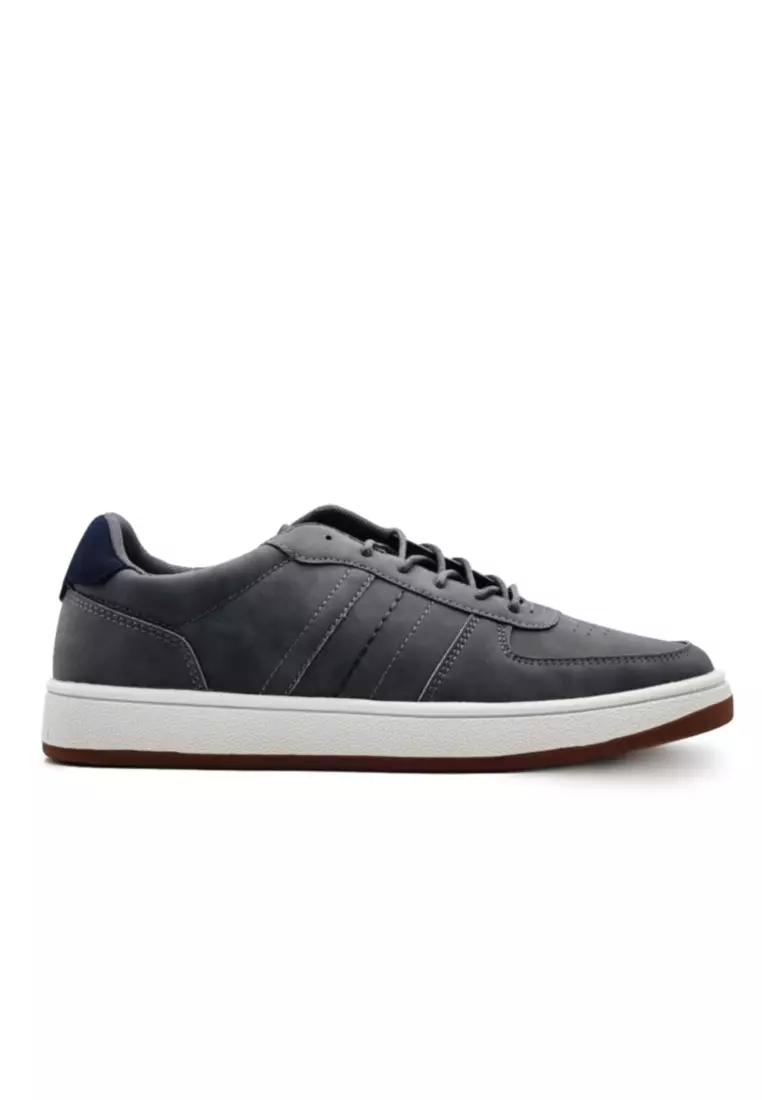 Mens grey leather casual sale shoes