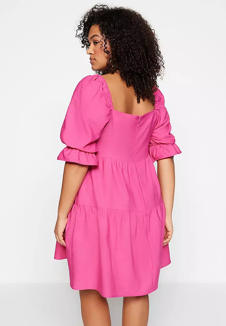 Buy Trendyol Plus Size Tie Detail Tiered Mini Dress 2023 Online | ZALORA  Singapore