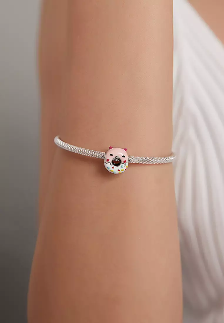 Solid 925 Sterling Silver Friendly Guinea Pig Cake Pandora Inspired Charm