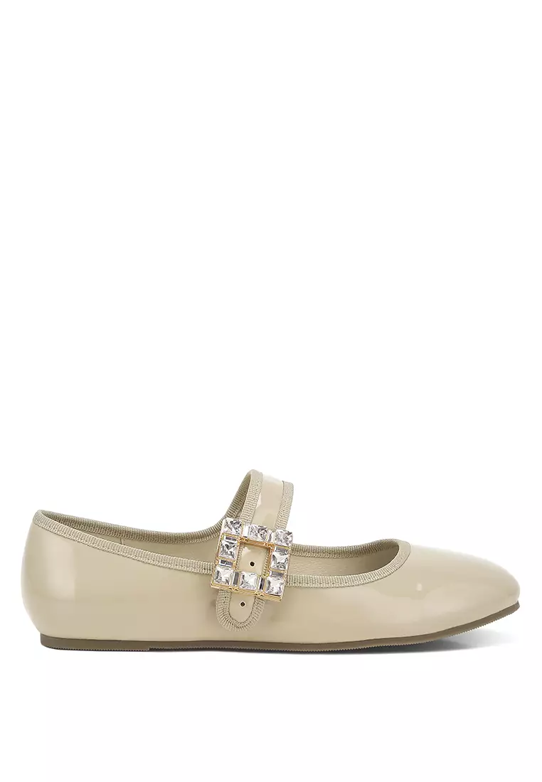 Discount on Rag & CO.  shoes - SKU: Brooch Mary Jane Sandals in Beige