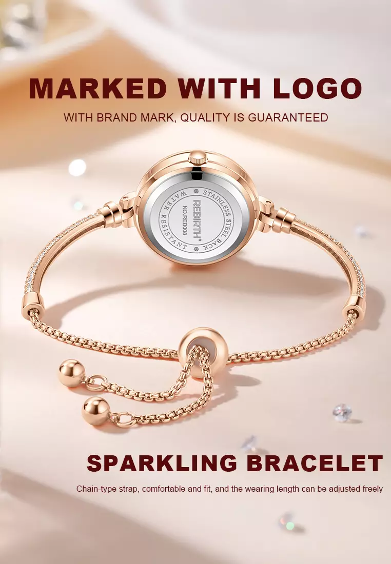 Jam Tangan Wanita Anti Air Gelang Gaya Berlian Tali Merenggang Jam Tangan Cewek Original rose blue