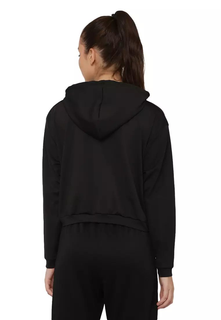 Hoodie Wanita Latihan/Pelatihan Tanaman Hitam