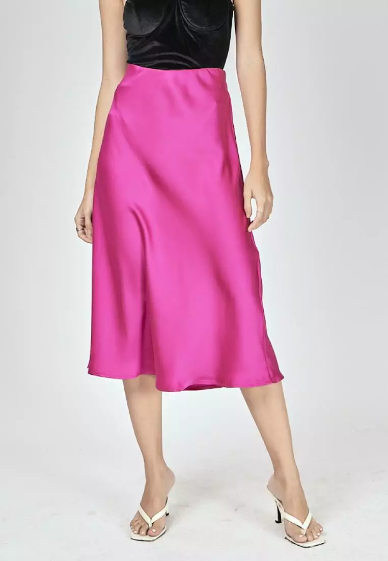 Blush silk midi skirt hotsell