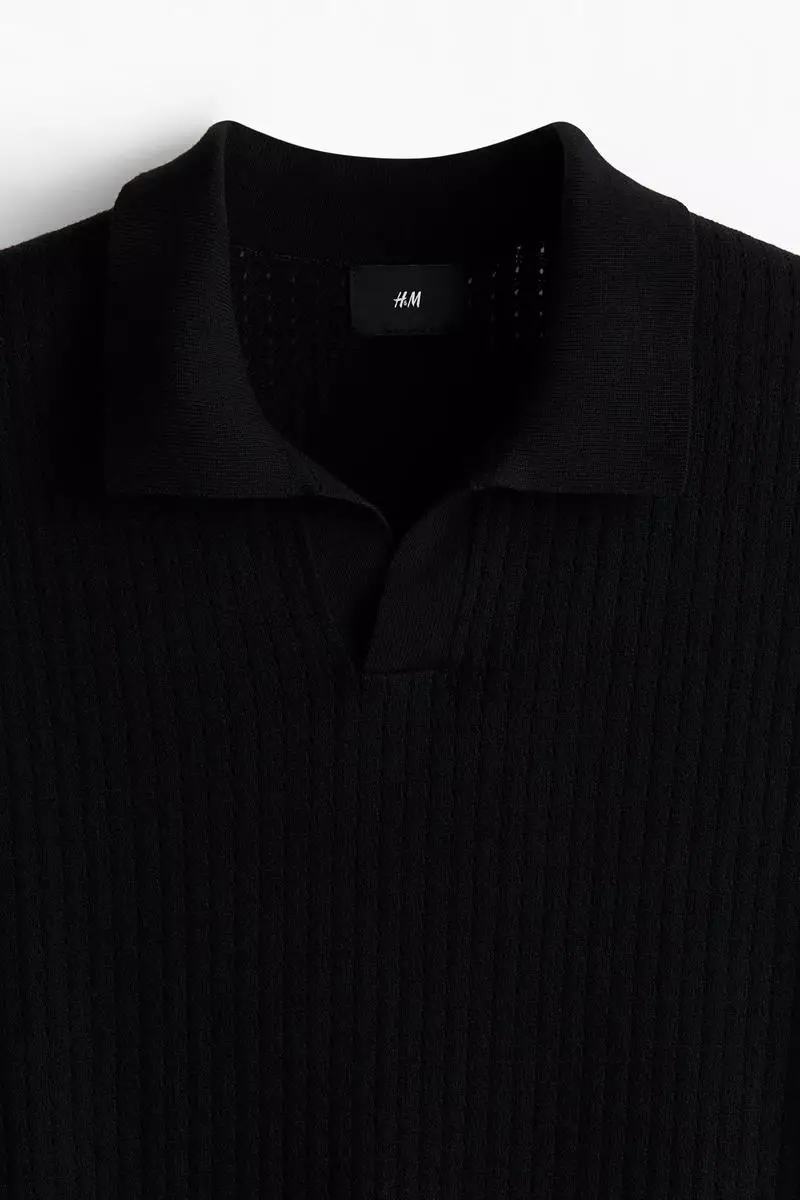 Loose Fit Textured-Knit Polo Shirt