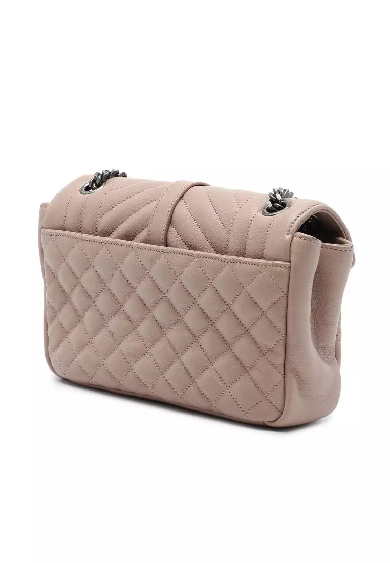 Pre-Loved Saint Laurent Medium Sheepskin Triquilt Monogram College Bag