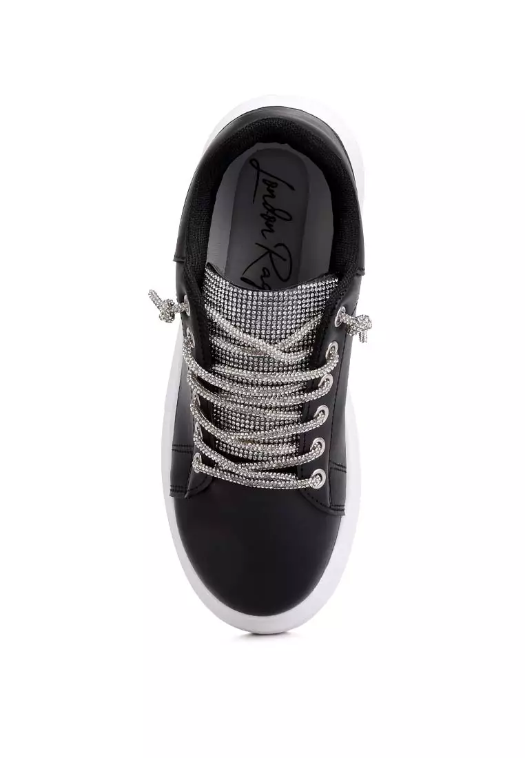 Buy London Rag Black Rhinestone Laced Sneakers 2026 Online | ZALORA ...