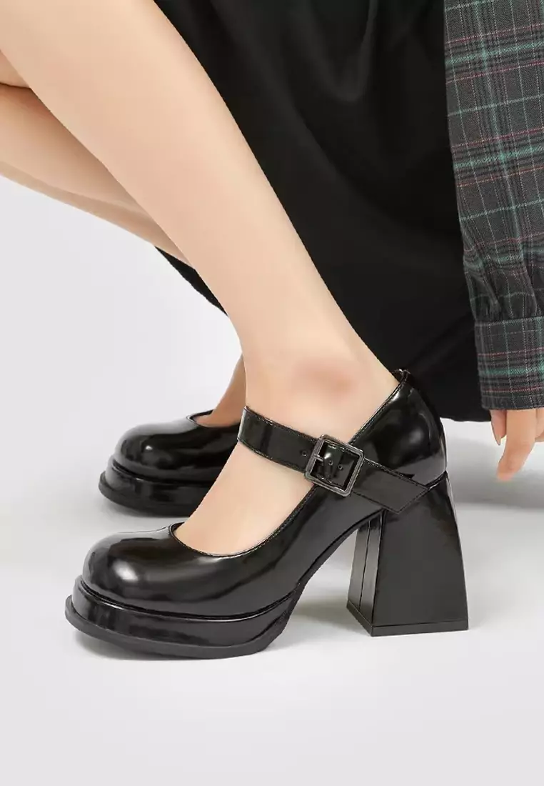 9CM Round Toe Leather Mary Jane Shoes MZ3560