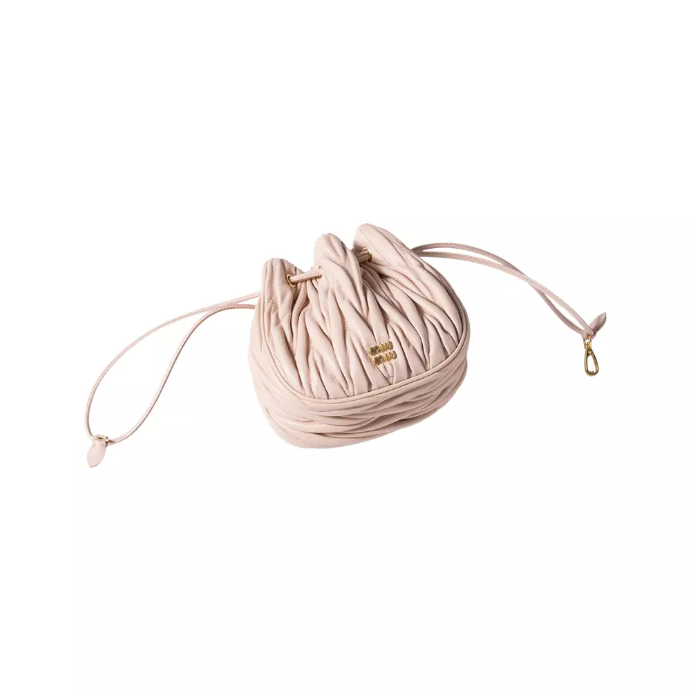 Matelassé Nappa Leather Pouch Powder Pink