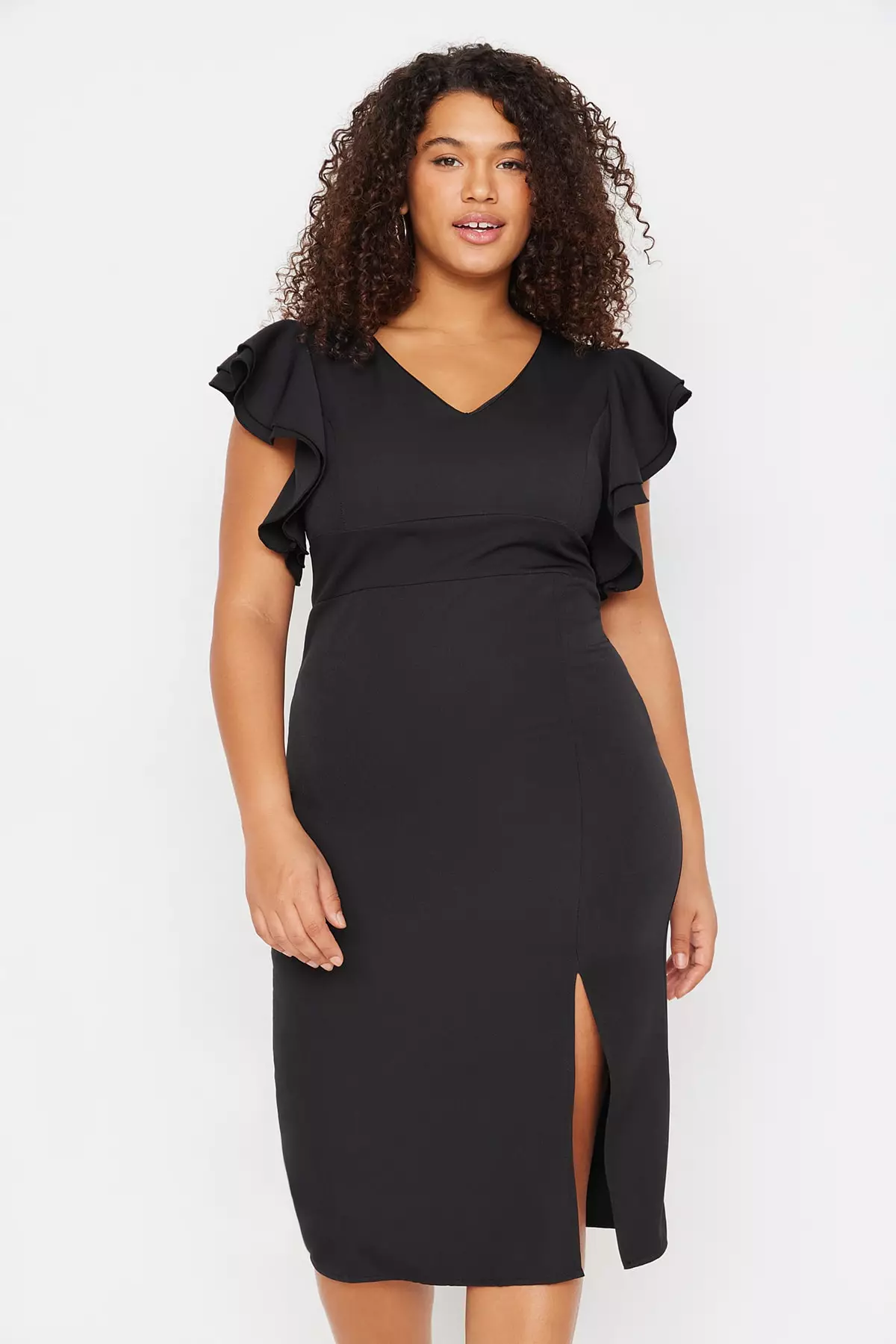 Ladies Dresses Black Dress Size Buy Trendyol Plus Size Fitted Midi