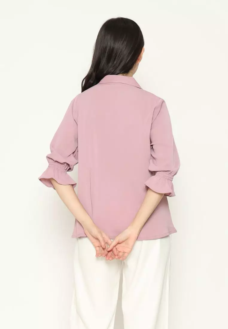 Urban Exchange New Aleta Purple Lilac Blouse - Atasan Blouse Lengan Panjang