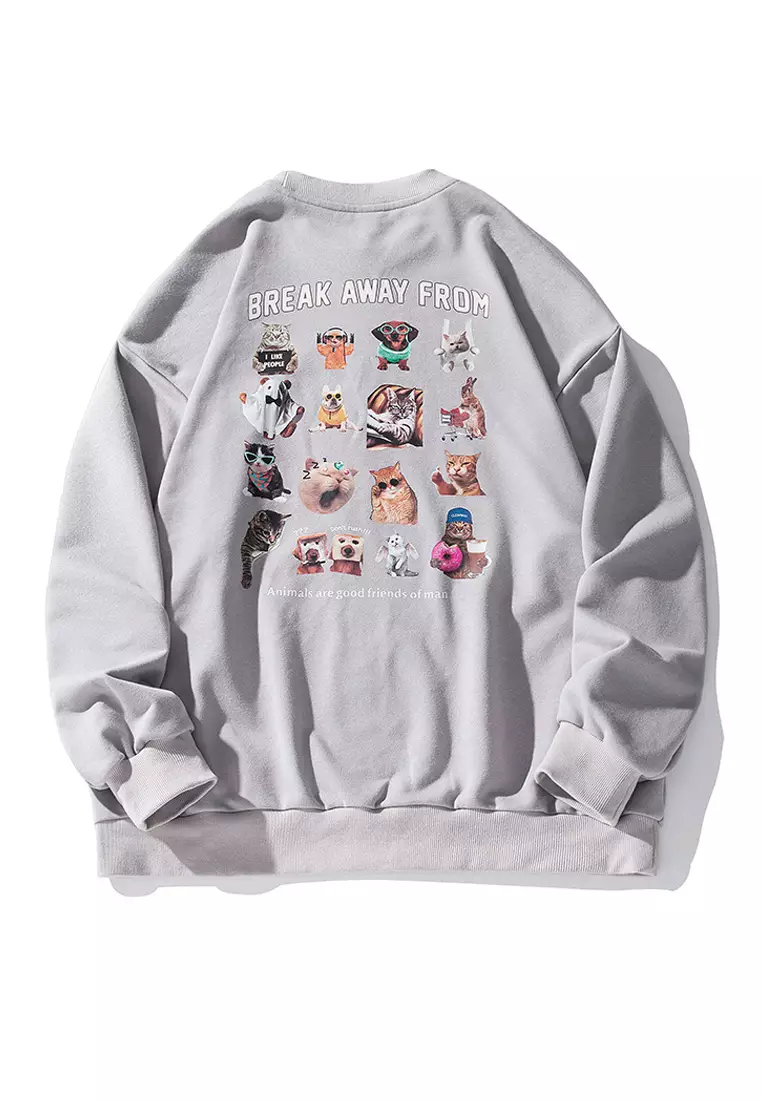 Cat on sale print sweatshirt