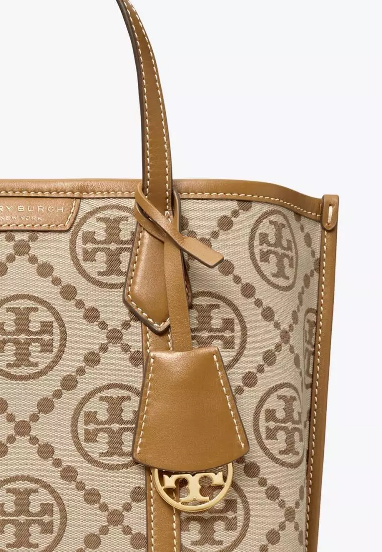 Tory Burch Perry T Monogram Small Triple-Compartment Tote Hazel