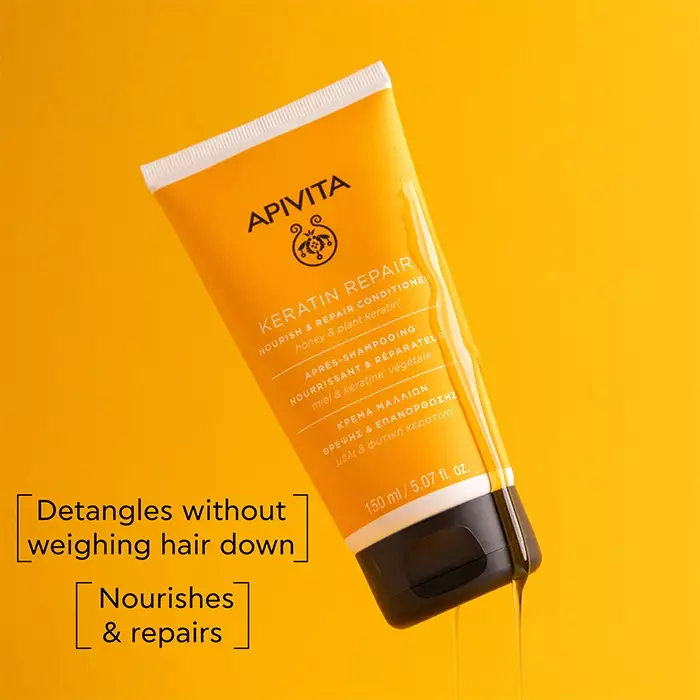 Apivita Keratin Repair Nourish & Repair Conditioner 150 ml | Perawatan Conditioner Rambut Natural Non SLS untuk Rambut Rusak dan Kering Menutrisi Memperbaiki dan Mencegah Bercabang