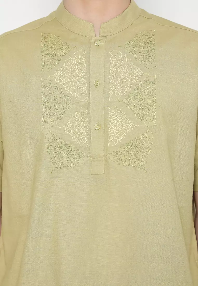 JOBB Ashraf Baju Koko Pria Lengan Pendek Regular Fit Light Olive