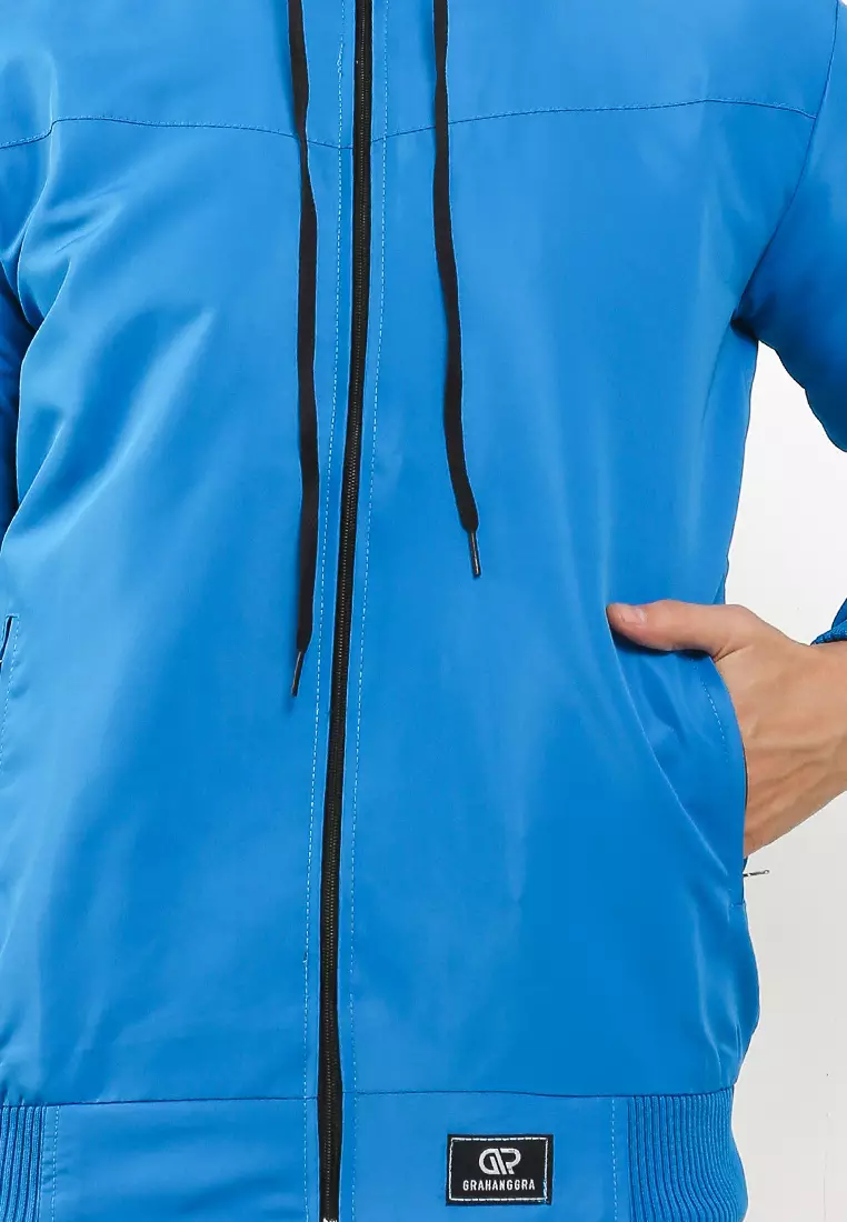 GRAHANGGRA Jaket Taslan Hoodie - Turquoise Blue