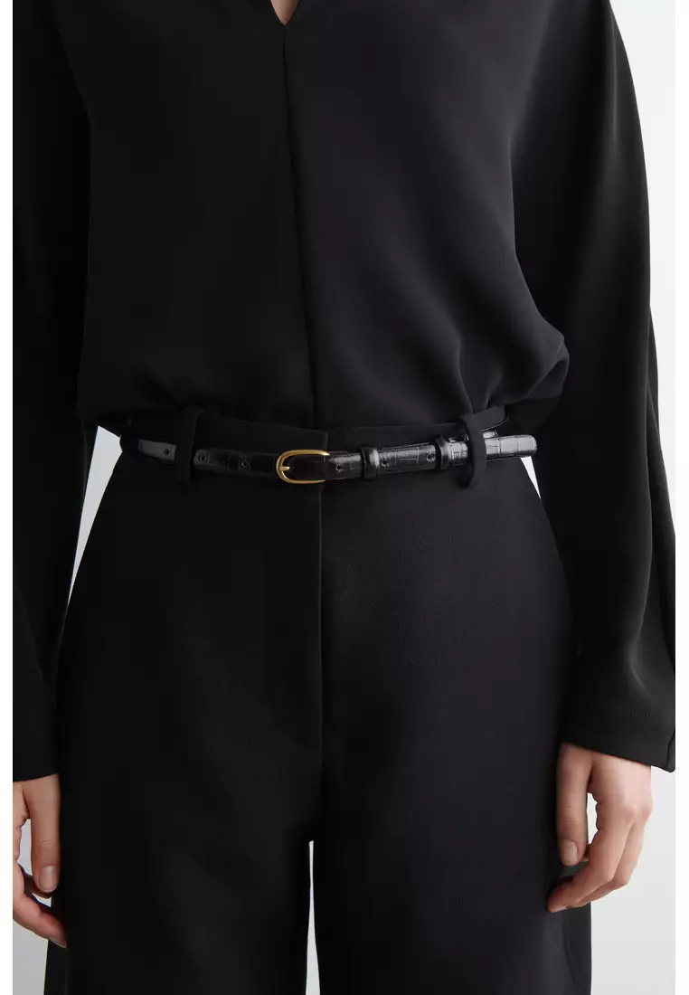 CROPPED WOOL BARREL-LEG TROUSERS