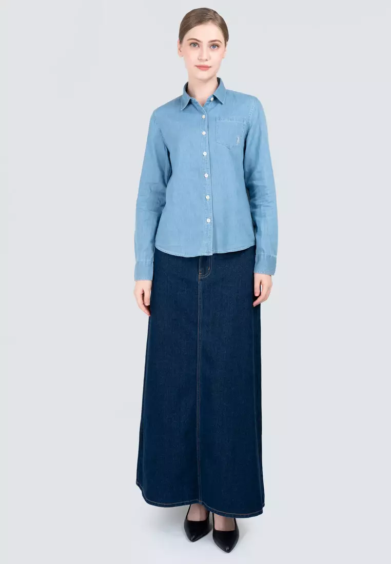 Polo Haus - Women’s Signature Fit Denim Long Sleeve Shirt WWLSV001