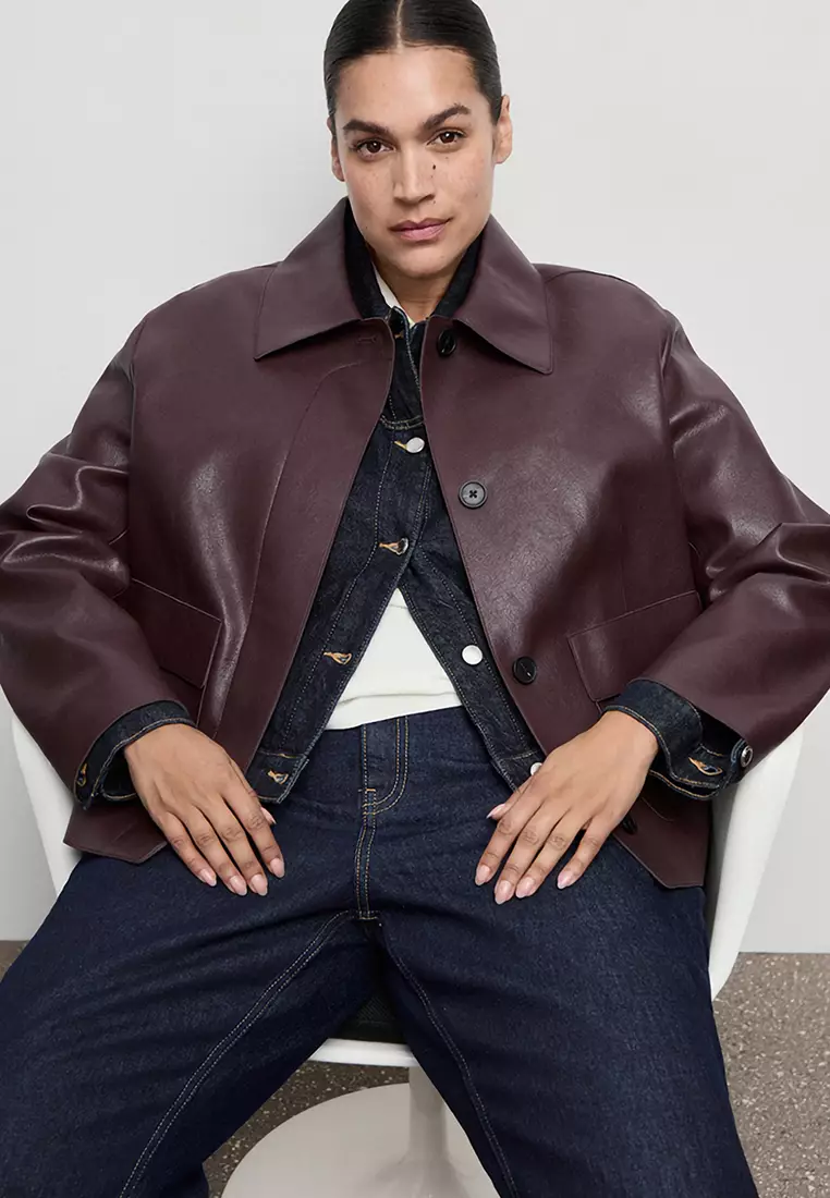 Faux-Leather Jacket With Pockets