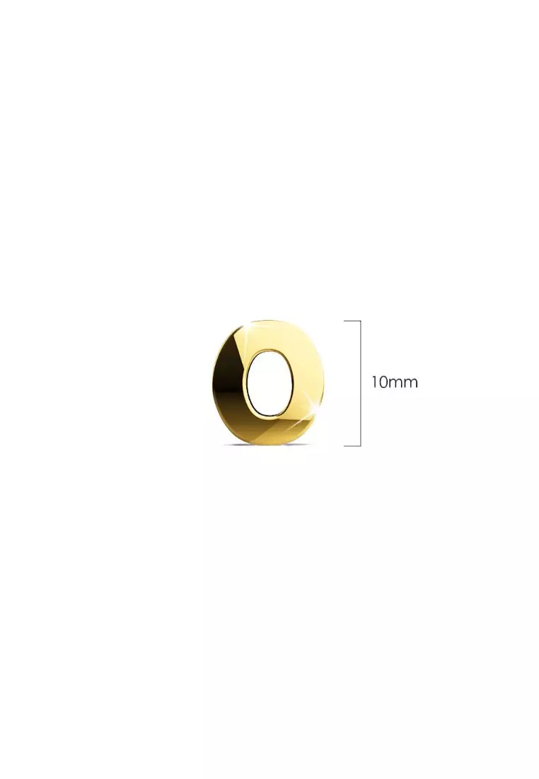 Bold Alphabet Letter Initial Charm Earrings in Gold Tone - O