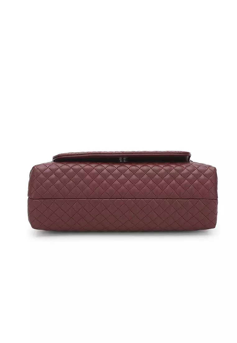 Women's Quilted Sling Bag / Crossbody Bag - Wine Red