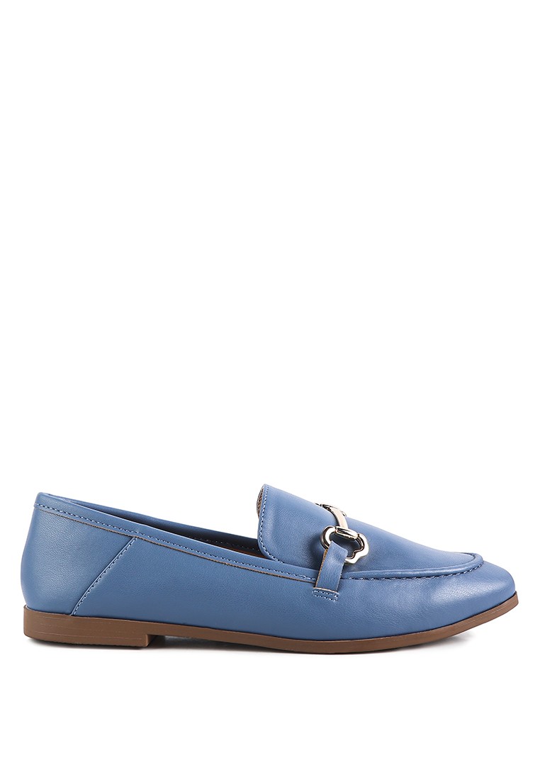 Blue Faux Leather Semi Casual Loafers