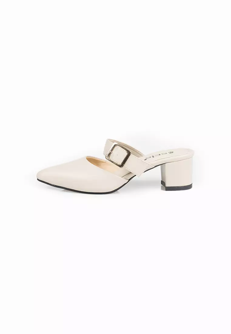 SEIS Cloe Mules Wanita Heels 5 cm - CREAM