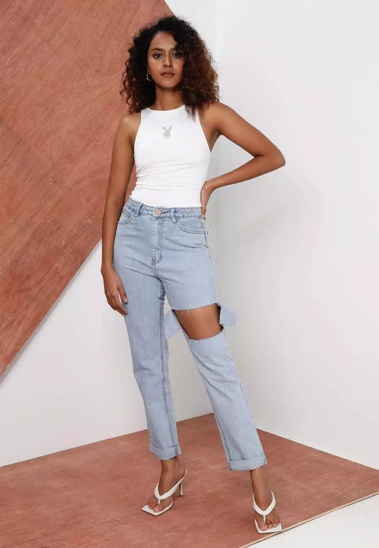 Buy MISSGUIDED Wrath Blast Thigh Straight Leg Jeans 2023 Online