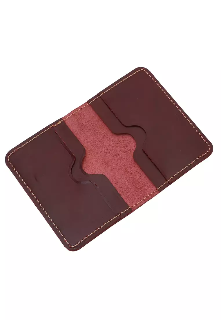 Zackly Card Holder Wallet Dompet Kartu Many Slot Handmade Material Genuine Leather Kulit 024 ORIGINAL - Red