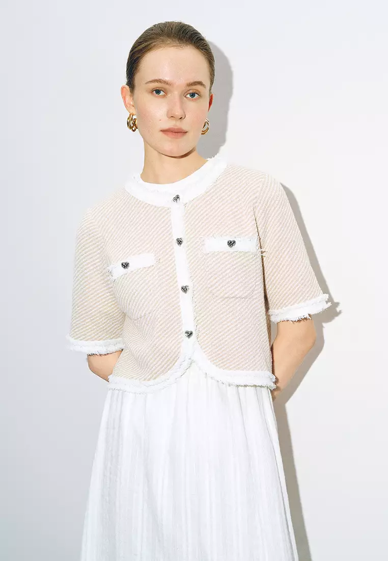 Striped Tweed Short Sleeve Top