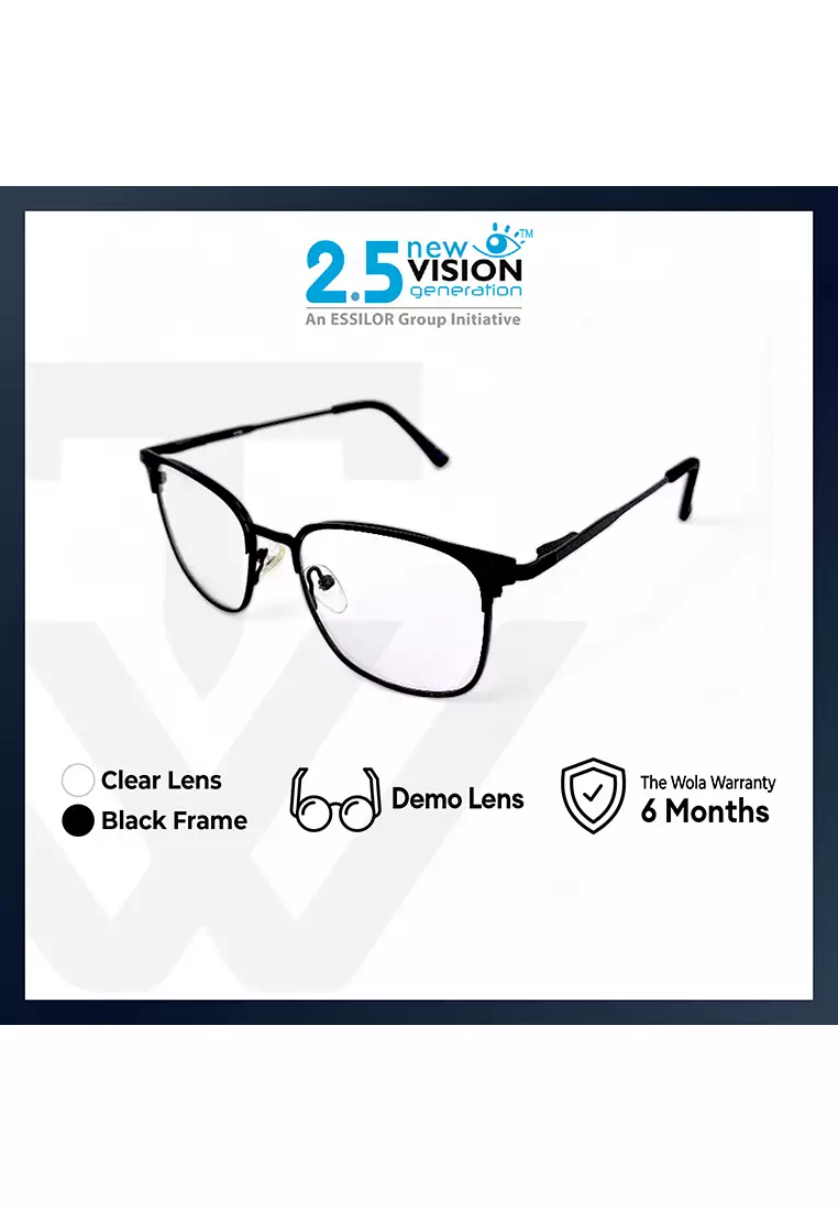 OPH Men's Square Frame Black Metal Optical Frame with Demo Lens OPHSC1120203