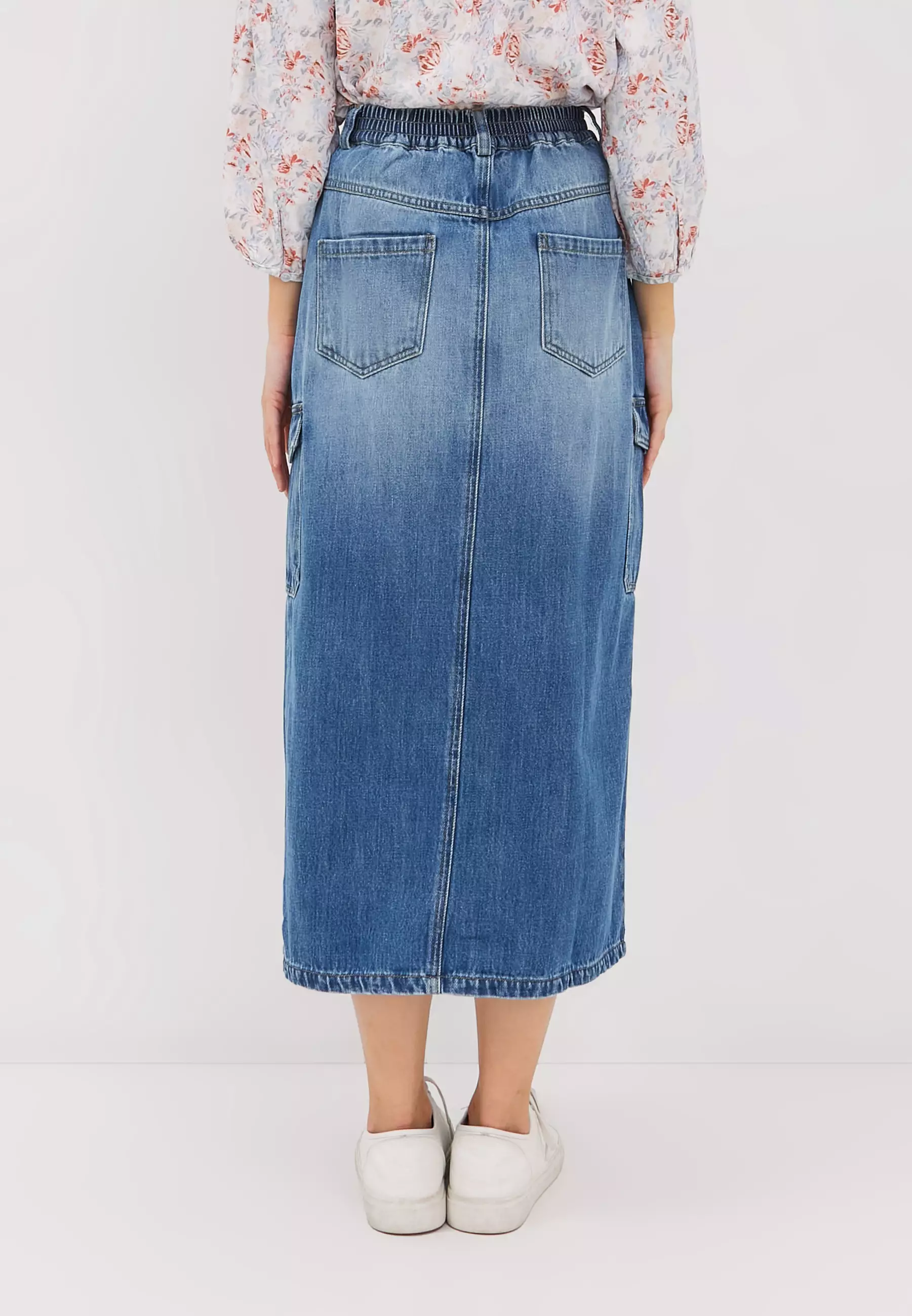 Cargo Medium Blue Denim Skirt (G.2202)