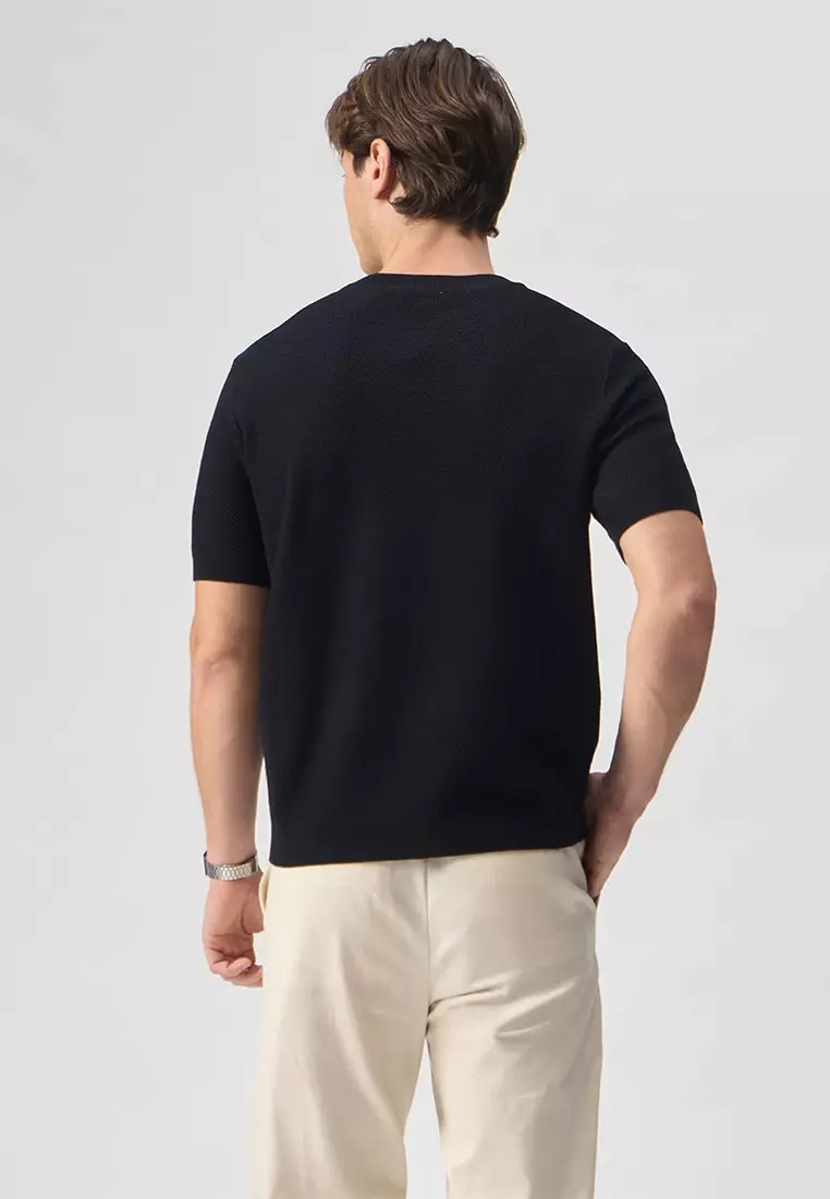 Textured Crew Neck T-Shirt