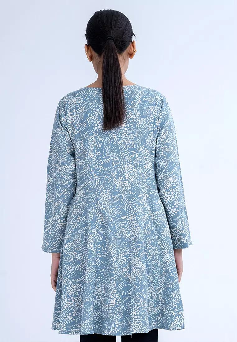 Le Reve 传统花卉印花喇叭形束腰外衣