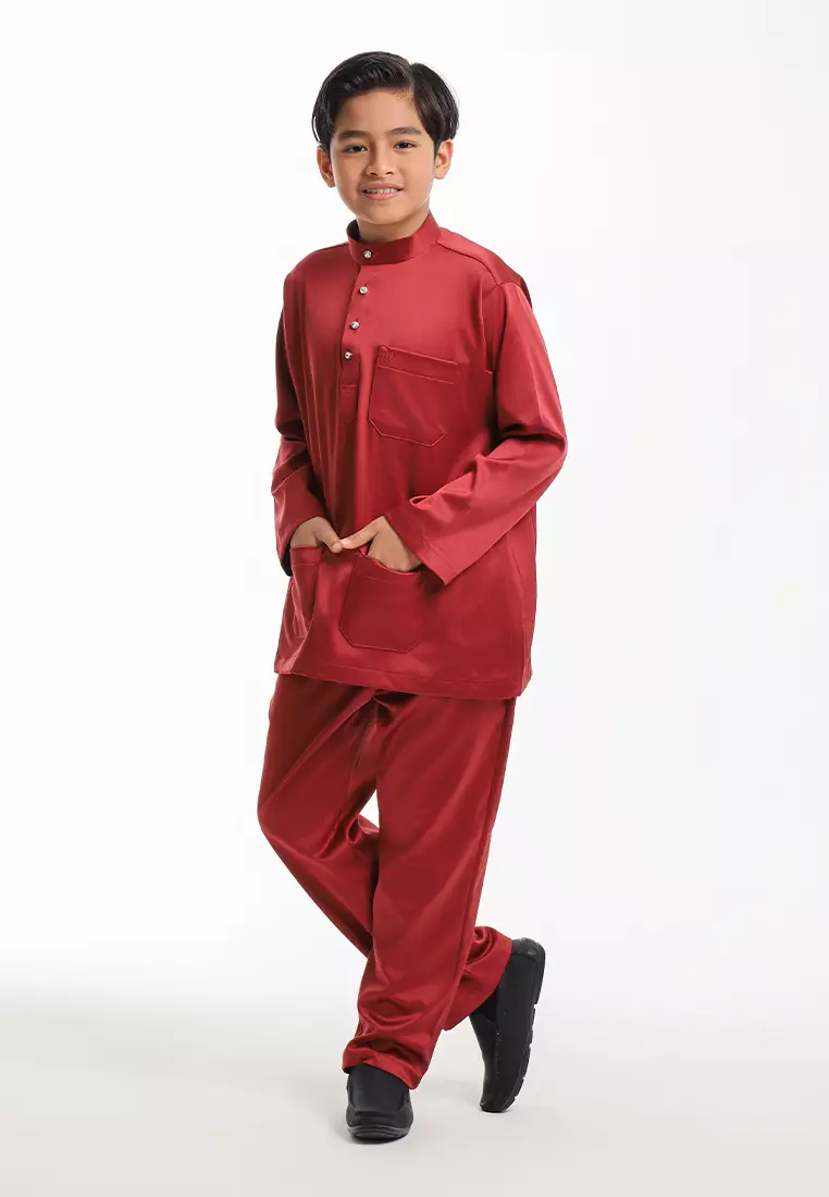 Alain Delon Baju Melayu Cekak Musang Budak - 19026505-75WineryRed