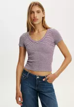 Brianna Stripe Grey Marle/Plum Pulse/Multi